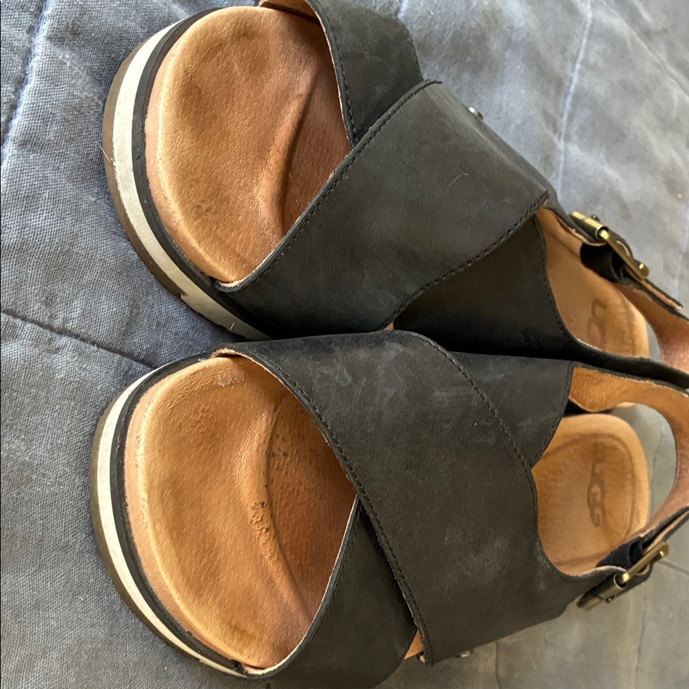 Ugg Black & Tan Women's Sandals, Size 8 - Picture 5 of 6